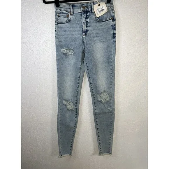 SER.O.YA MAYA Coastline Distressed Raw Hem Mid-Rise Skinny Jeans 25x29” NEW X - Picture 8 of 11